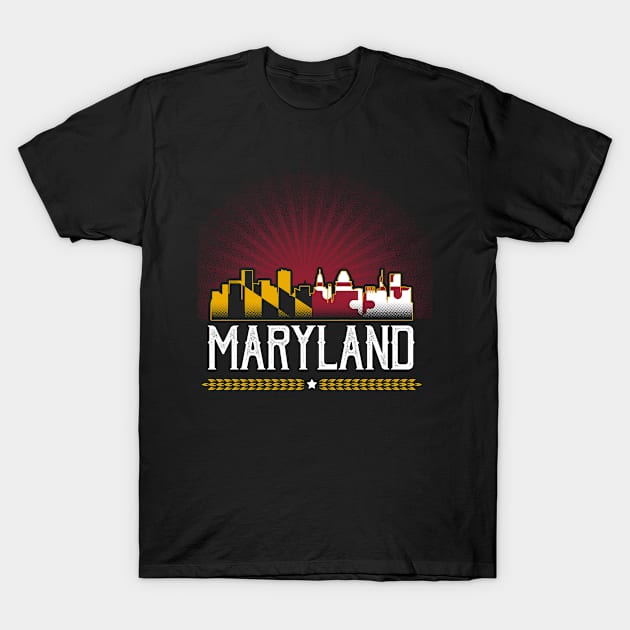 Maryland State Building Map Design T-Shirt by jaybeebrands